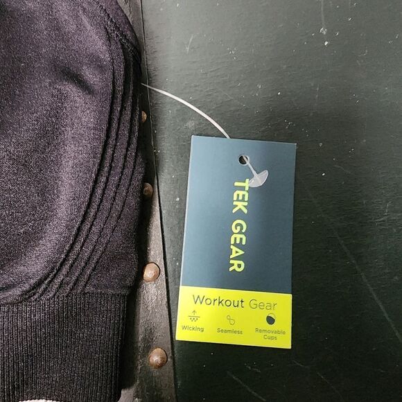 TEK GEAR Workout Bra Women's Sz Medium Black Low Impact Sports Bra Racerback NWT - Picture 3 of 5